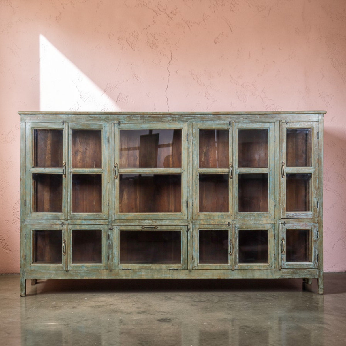 Large Vintage Painted Cupboard Sideboard Shop Display Cabinet
