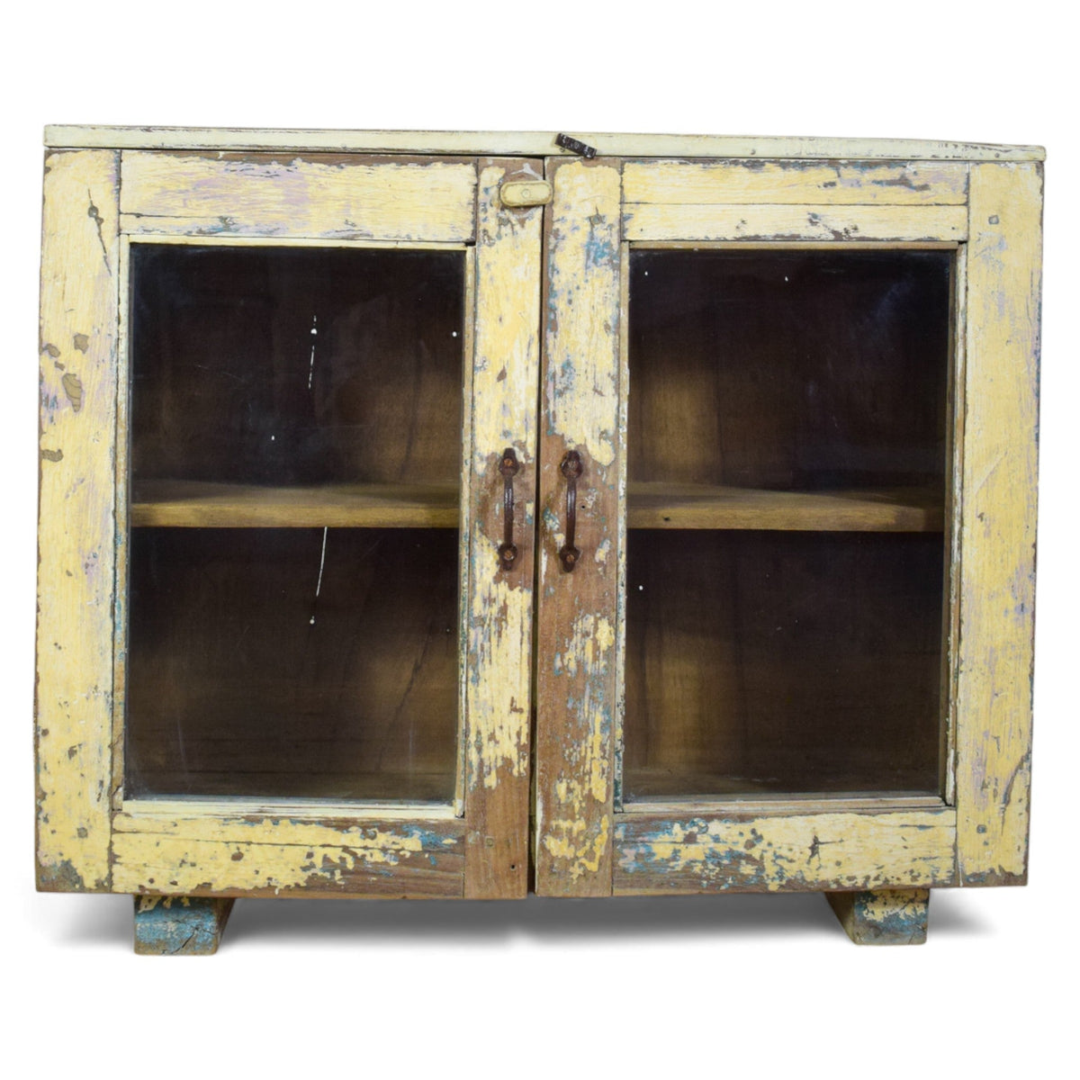Vintage Worn Painted Rustic Cupboard Cabinet