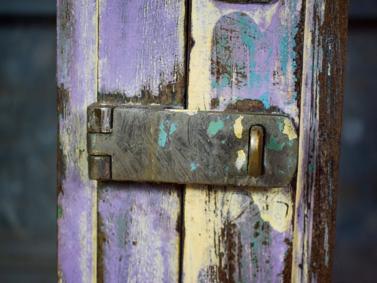 Vintage Worn Painted Rustic Cupboard Cabinet