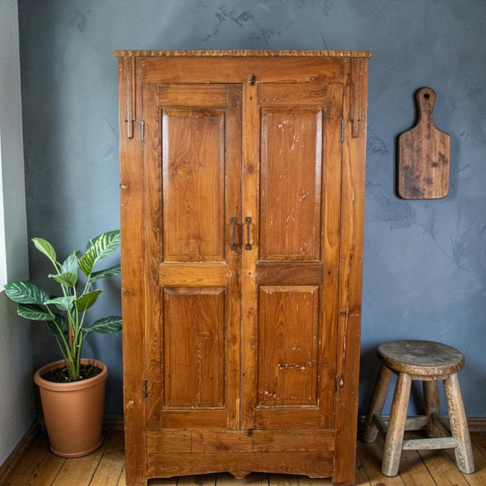 Vintage Hard Wood Fitted Interior Cupboard Cabinet Storage