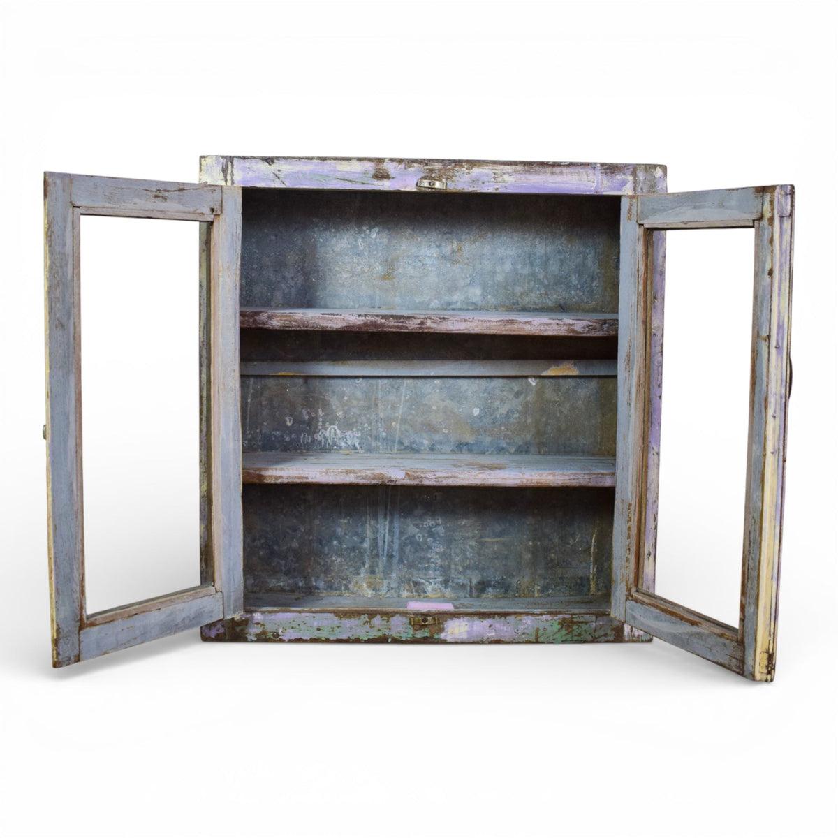 Vintage Worn Painted Rustic Cupboard Cabinet