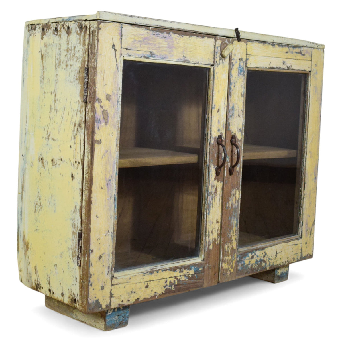 Vintage Worn Painted Rustic Cupboard Cabinet