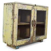Vintage Worn Painted Rustic Cupboard Cabinet