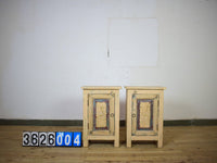 Vintage Reclaimed Carved Wood Pair of Bed Side Cabinet Cupboard
