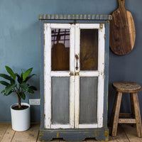 Vintage Worn Painted Rustic Cupboard Cabinet