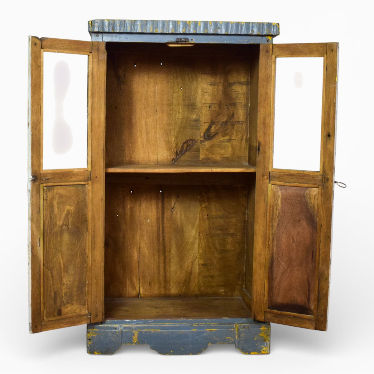 Vintage Worn Painted Rustic Cupboard Cabinet