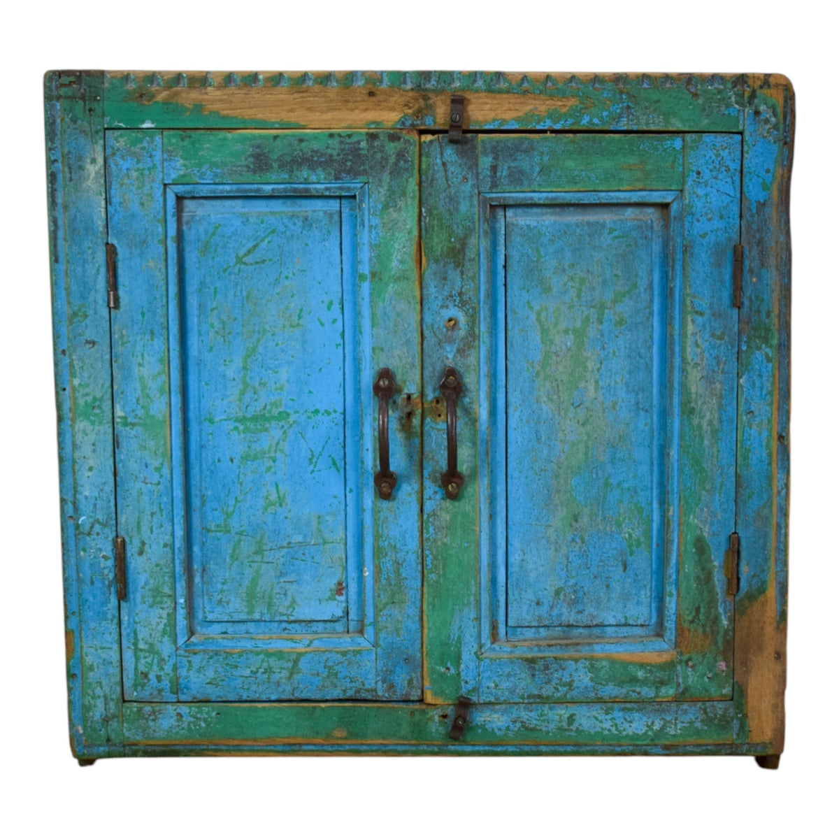 Vintage Worn Painted Rustic Cupboard Cabinet