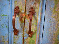 Vintage Worn Painted Rustic Cupboard Cabinet