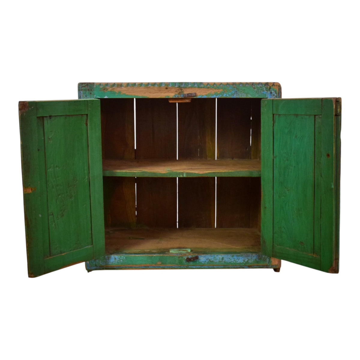 Vintage Worn Painted Rustic Cupboard Cabinet