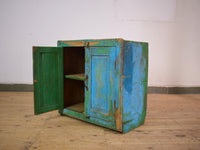 Vintage Worn Painted Rustic Cupboard Cabinet