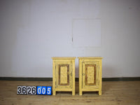 Vintage Reclaimed Carved Wood Pair of Bed Side Cabinet Cupboard