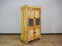 Vintage Bleached Rustic Kitchen Foor Cupboard Cabinet Wooden Wheels