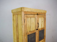 Vintage Bleached Rustic Kitchen Foor Cupboard Cabinet Wooden Wheels