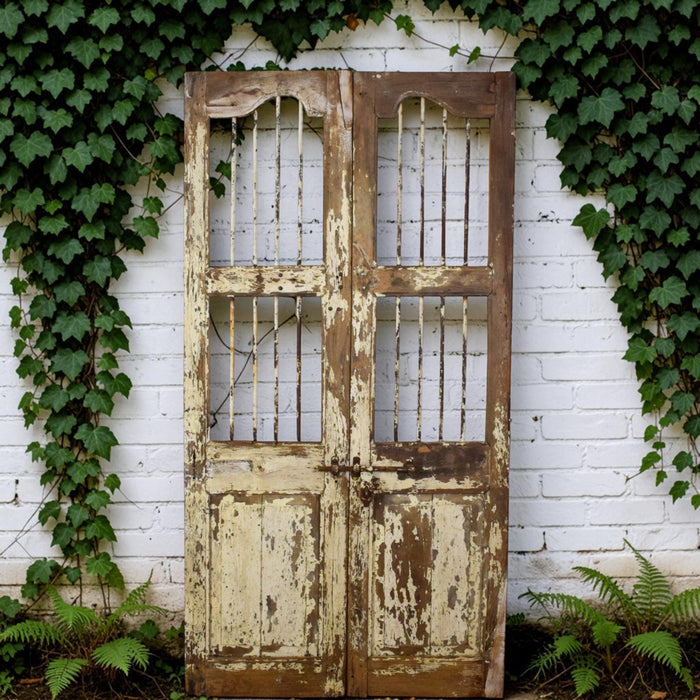 Pair of Antique Vintage Indian Doors Shutters