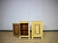 Vintage Reclaimed Carved Wood Pair of Bed Side Cabinet Cupboard