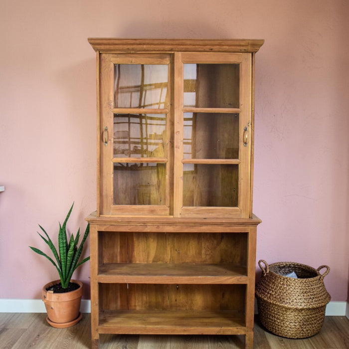 Vintage Rustic Wooden Shelving Cupboard Cabinet Dresser