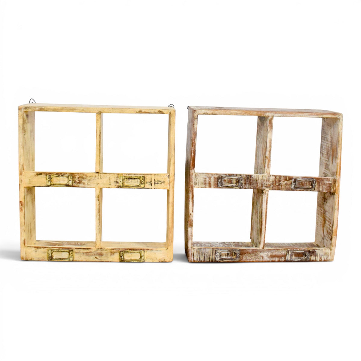 Vintage Reclaimed Wooden Pigeon Hole Wall Kitchen Display Shelves