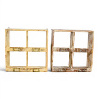 Vintage Reclaimed Wooden Pigeon Hole Wall Kitchen Display Shelves