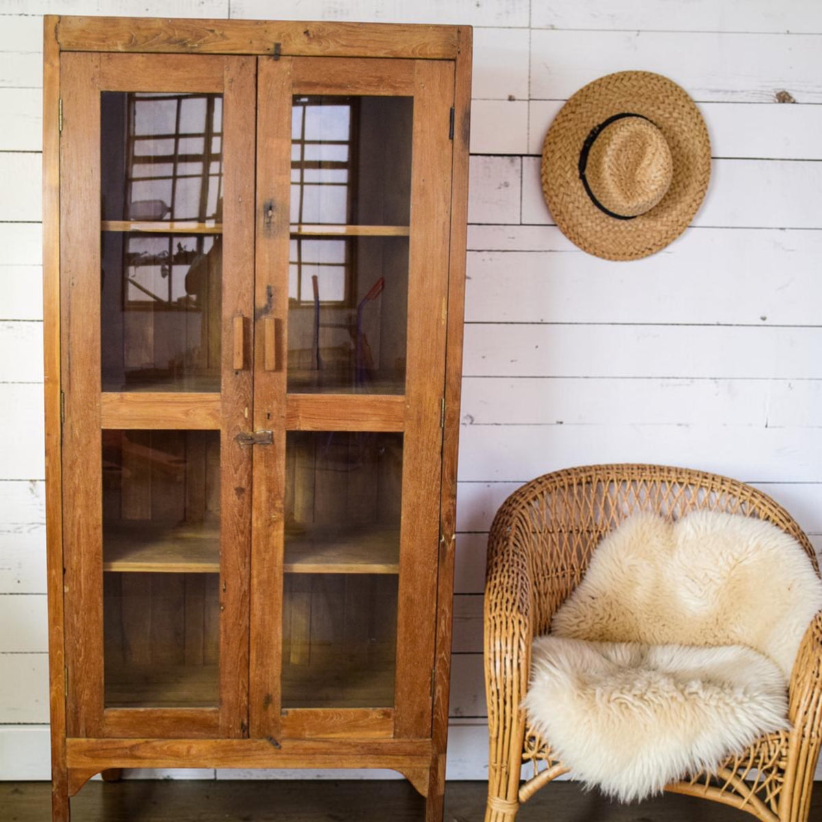 Vintage Wooden Rustic Cupboard Cabinet
