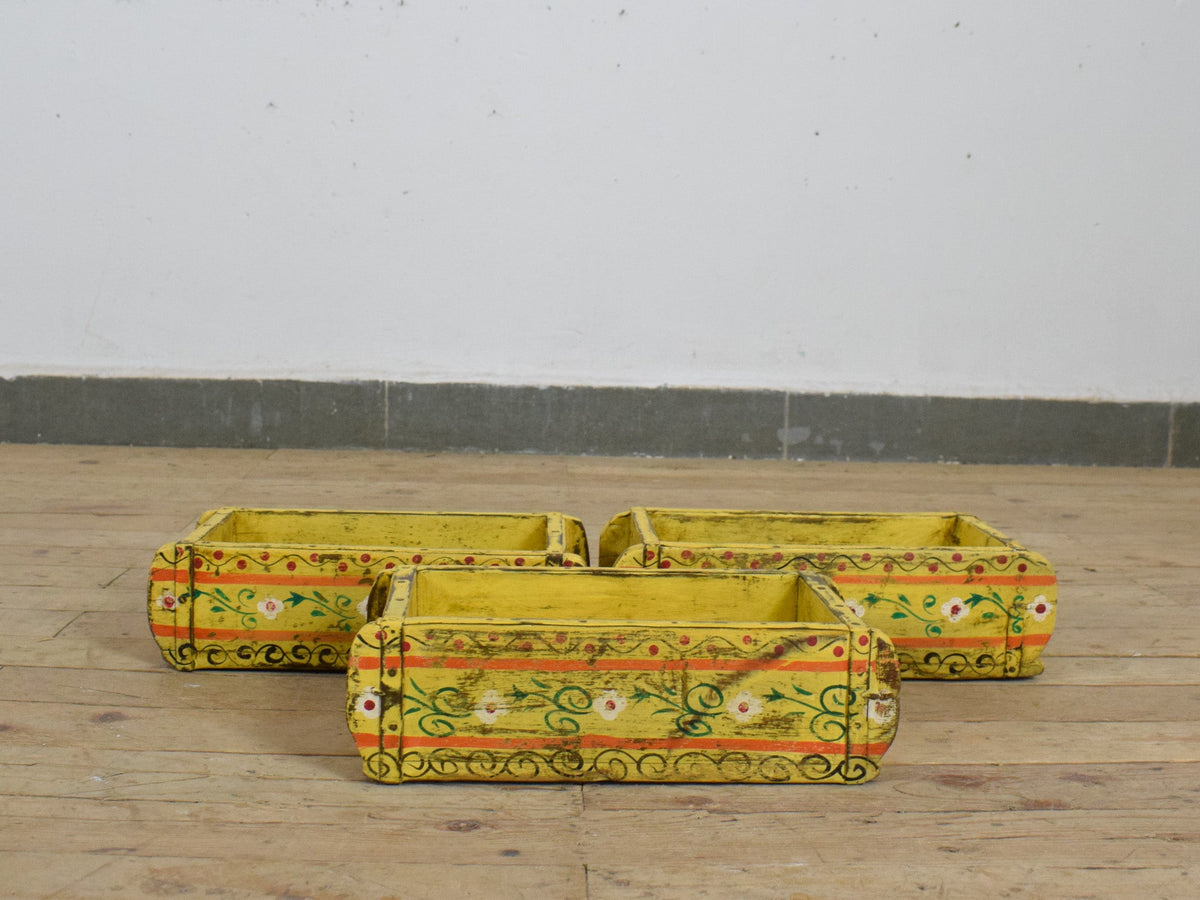 Vintage Indian Hand Painted Wooden Brick Mould Box
