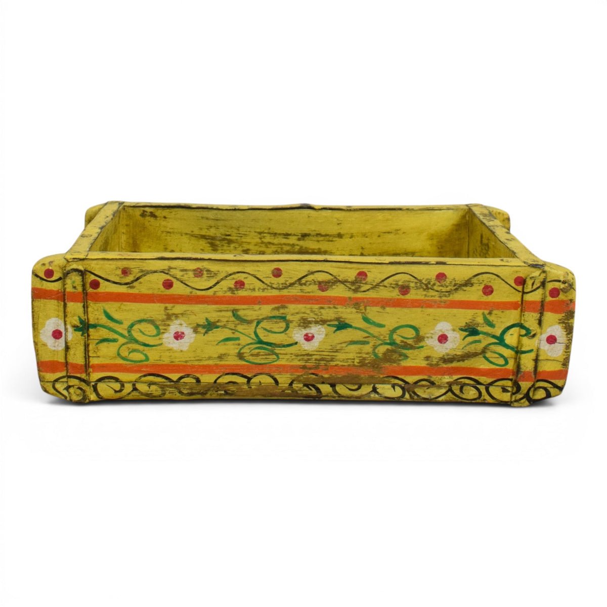 Vintage Indian Hand Painted Wooden Brick Mould Box