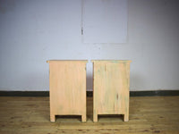 Vintage Reclaimed Carved Wood Pair of Bed Side Cabinet Cupboard