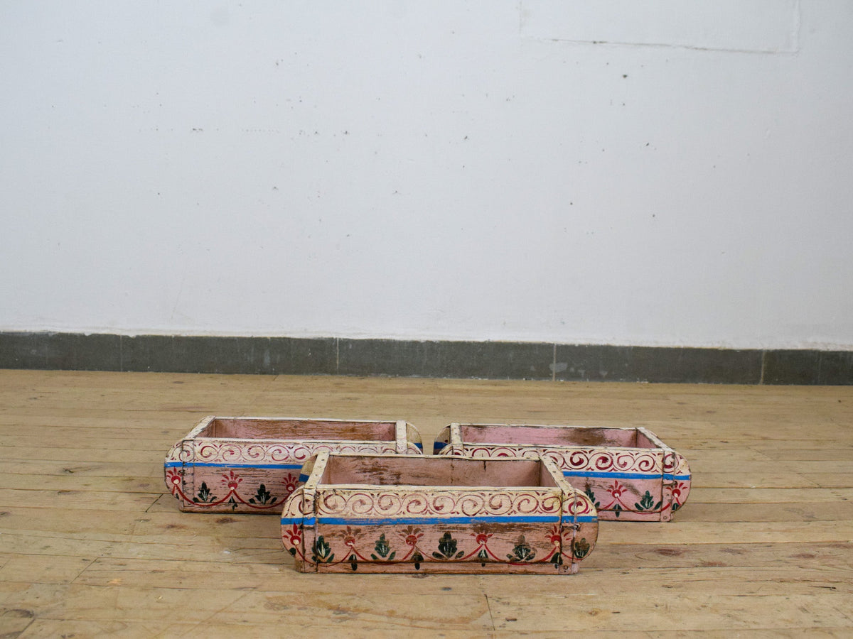 Vintage Indian Hand Painted Wooden Brick Mould Box