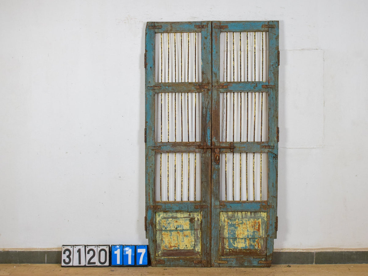 Pair of Antique Vintage Indian Doors Shutters