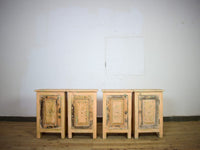 Vintage Reclaimed Carved Wood Pair of Bed Side Cabinet Cupboard