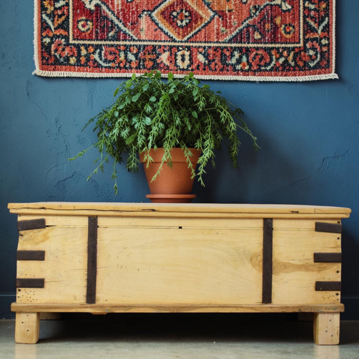 Vintage Rustic Wooden Chest Box Coffee Table