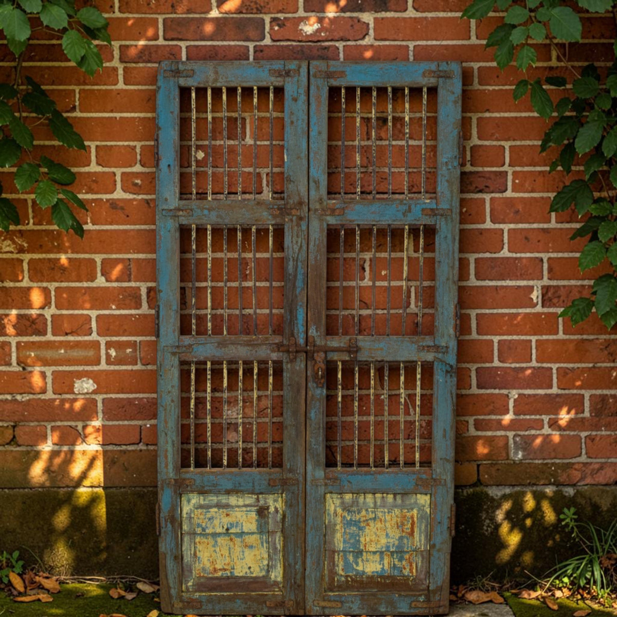 Pair of Antique Vintage Indian Doors Shutters