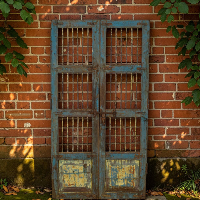 Pair of Antique Vintage Indian Doors Shutters
