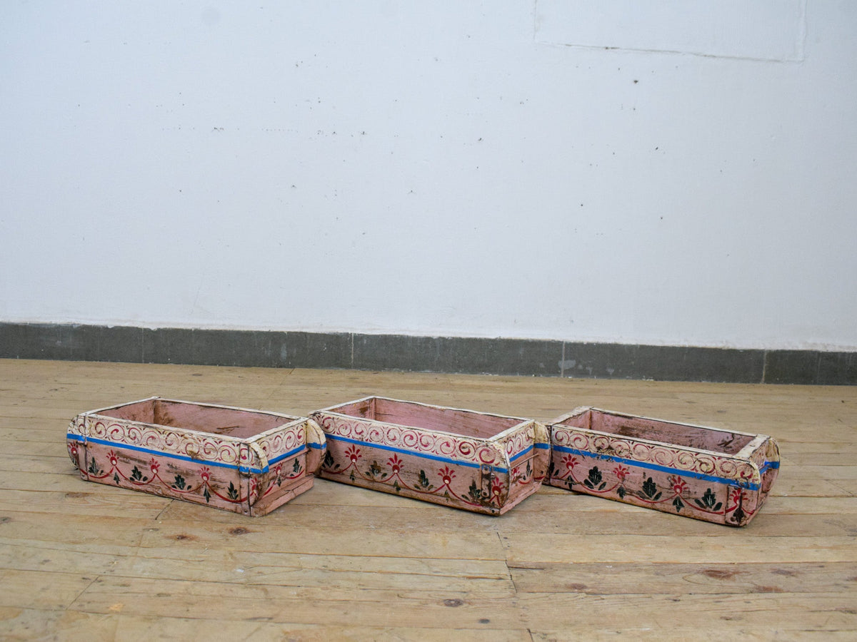 Vintage Indian Hand Painted Wooden Brick Mould Box