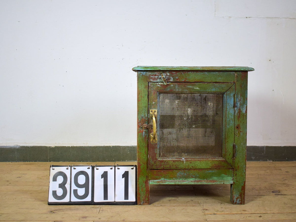 Vintage Worn Painted Rustic Cupboard Cabinet