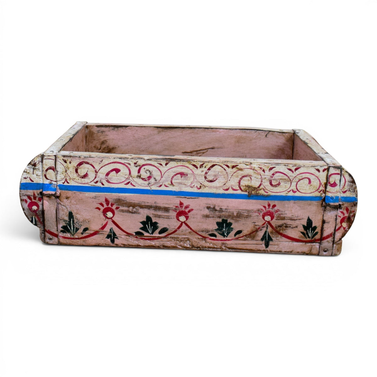 Vintage Indian Hand Painted Wooden Brick Mould Box