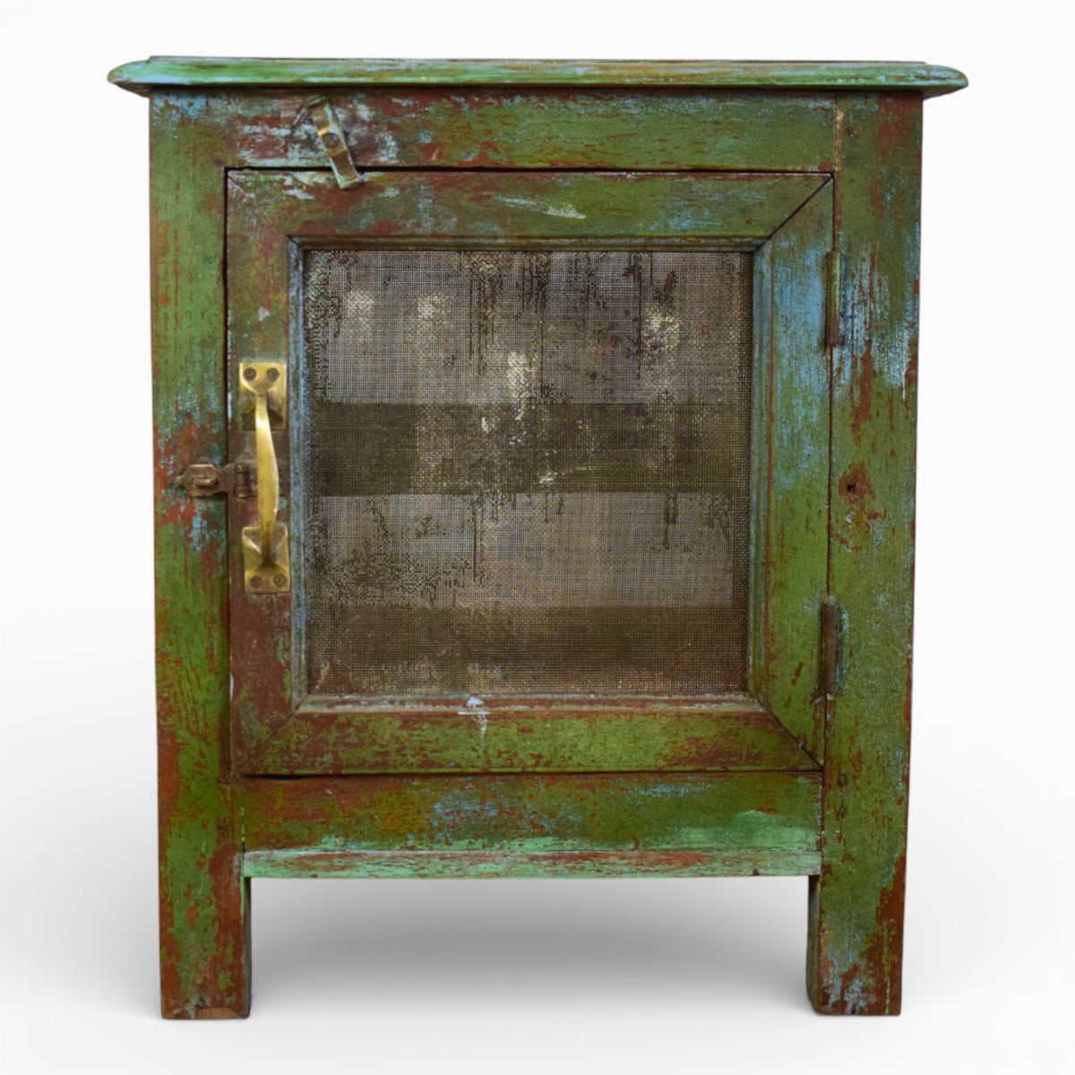 Vintage Worn Painted Rustic Cupboard Cabinet