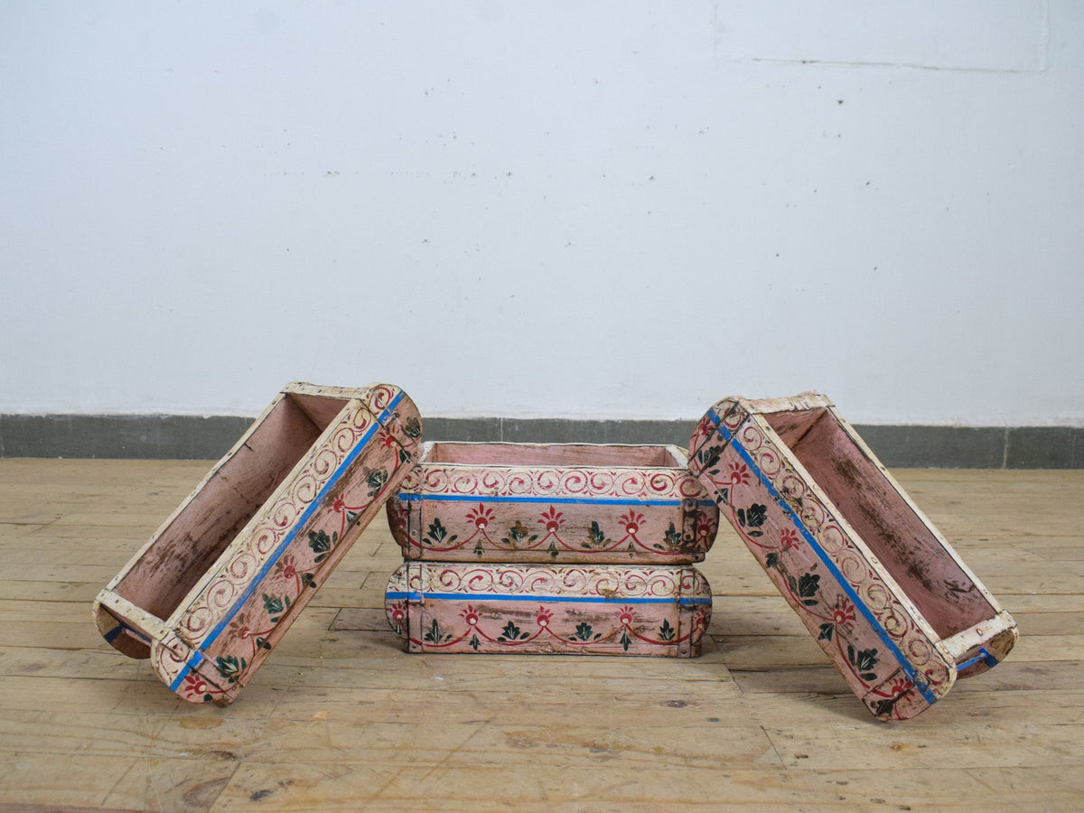 Vintage Indian Hand Painted Wooden Brick Mould Box