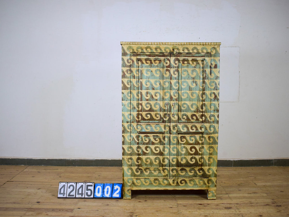Vintage Rustic Wooden Cupboard Cabinet With Fitted Interior