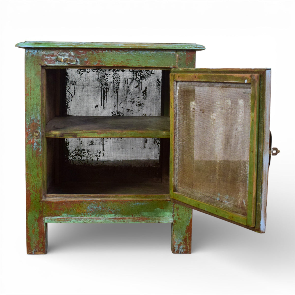 Vintage Worn Painted Rustic Cupboard Cabinet