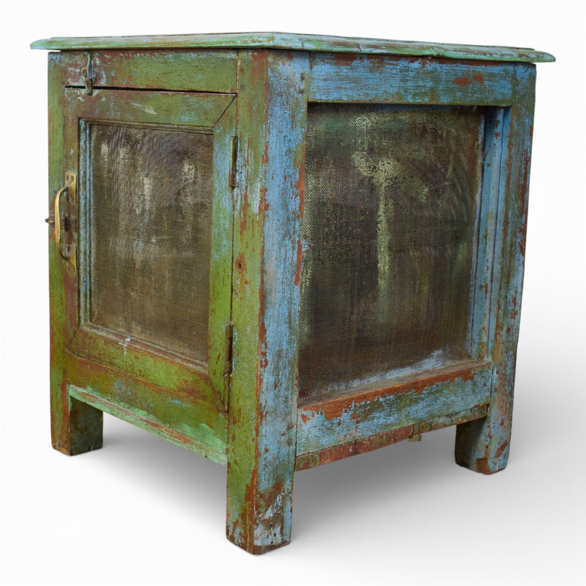 Vintage Worn Painted Rustic Cupboard Cabinet