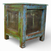 Vintage Worn Painted Rustic Cupboard Cabinet