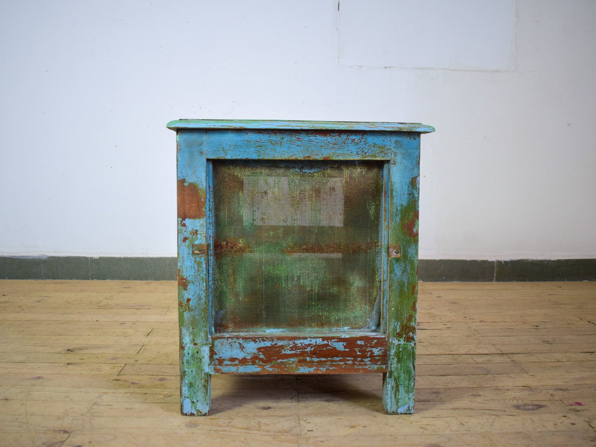 Vintage Worn Painted Rustic Cupboard Cabinet