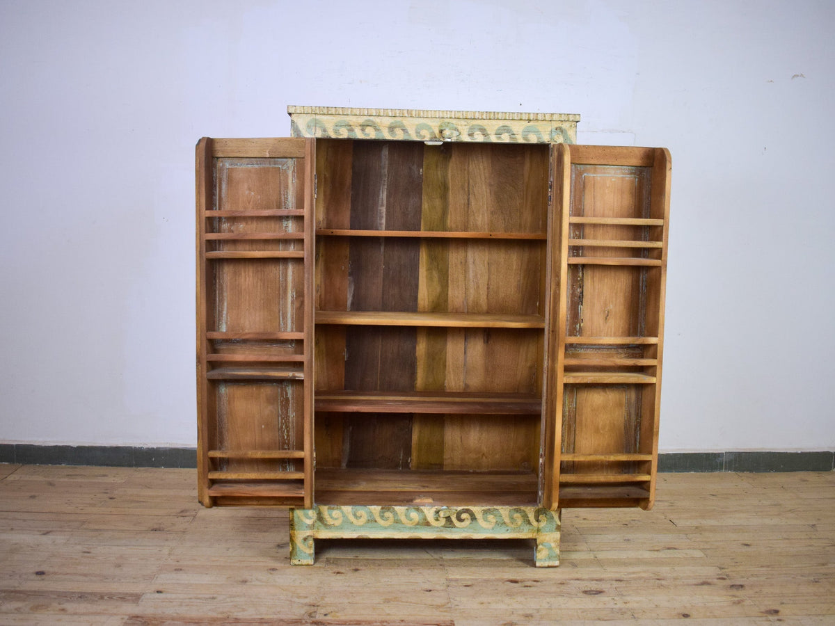 Vintage Rustic Wooden Cupboard Cabinet With Fitted Interior
