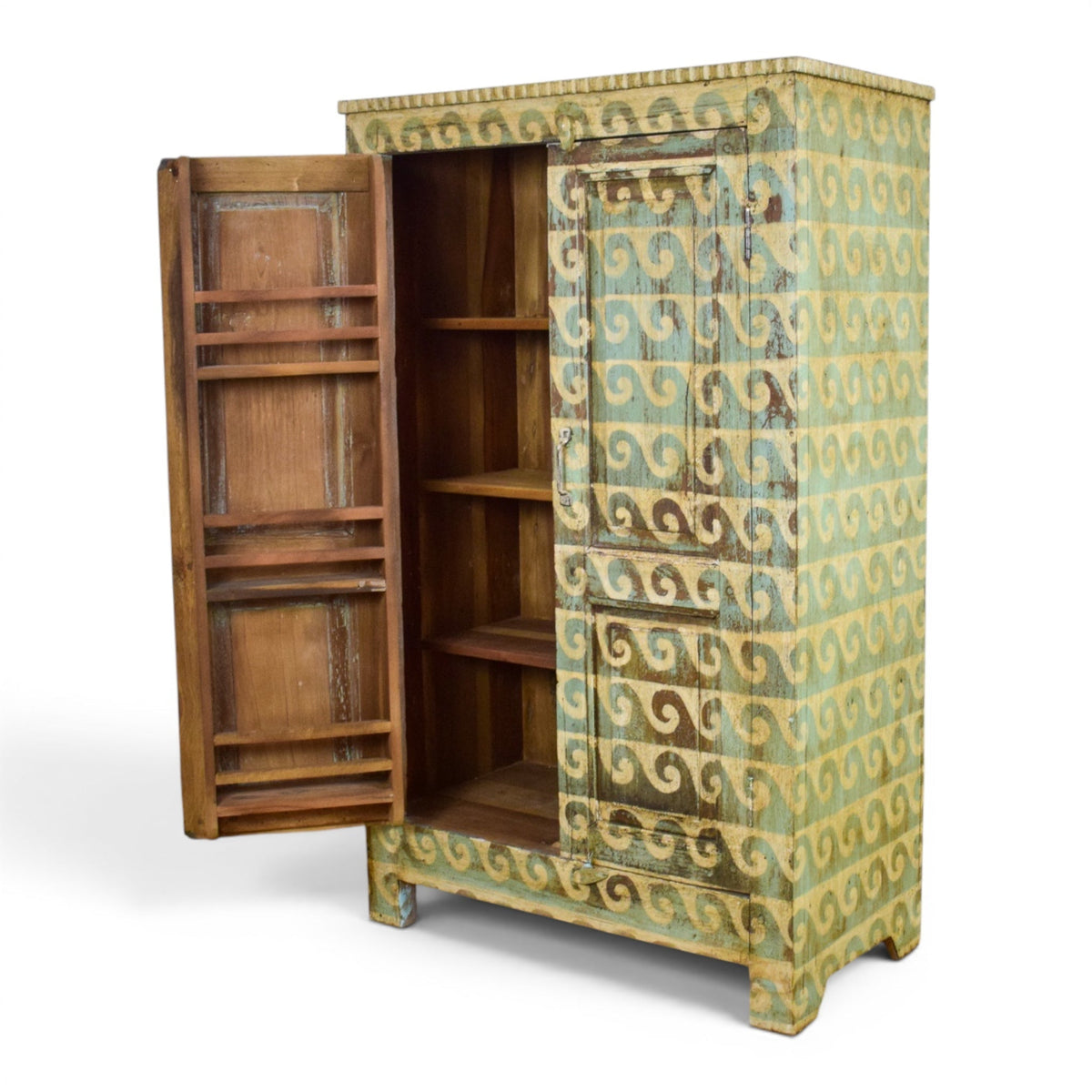 Vintage Rustic Wooden Cupboard Cabinet With Fitted Interior