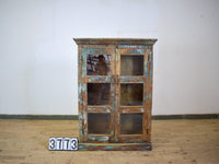 Vintage Worn Painted Rustic Cupboard Cabinet