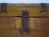 Vintage Rustic Wooden Metal Bound Chest Box