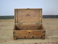 Vintage Rustic Wooden Metal Bound Chest Box