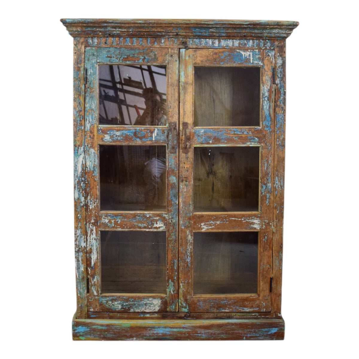 Vintage Worn Painted Rustic Cupboard Cabinet