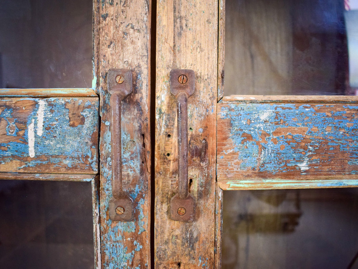 Vintage Worn Painted Rustic Cupboard Cabinet