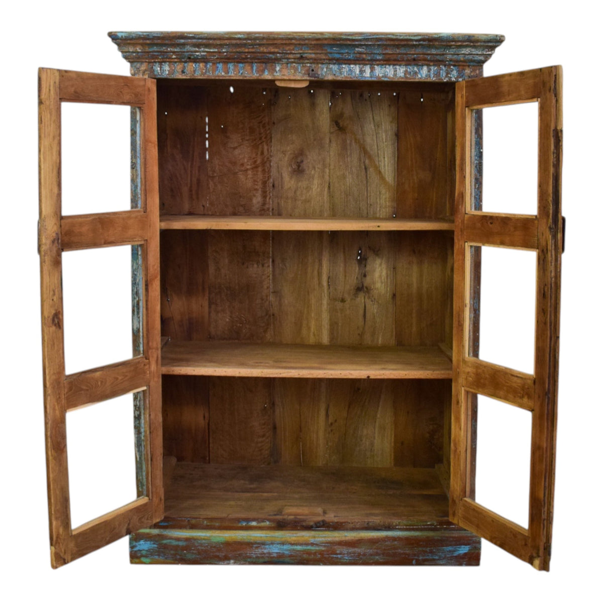 Vintage Worn Painted Rustic Cupboard Cabinet